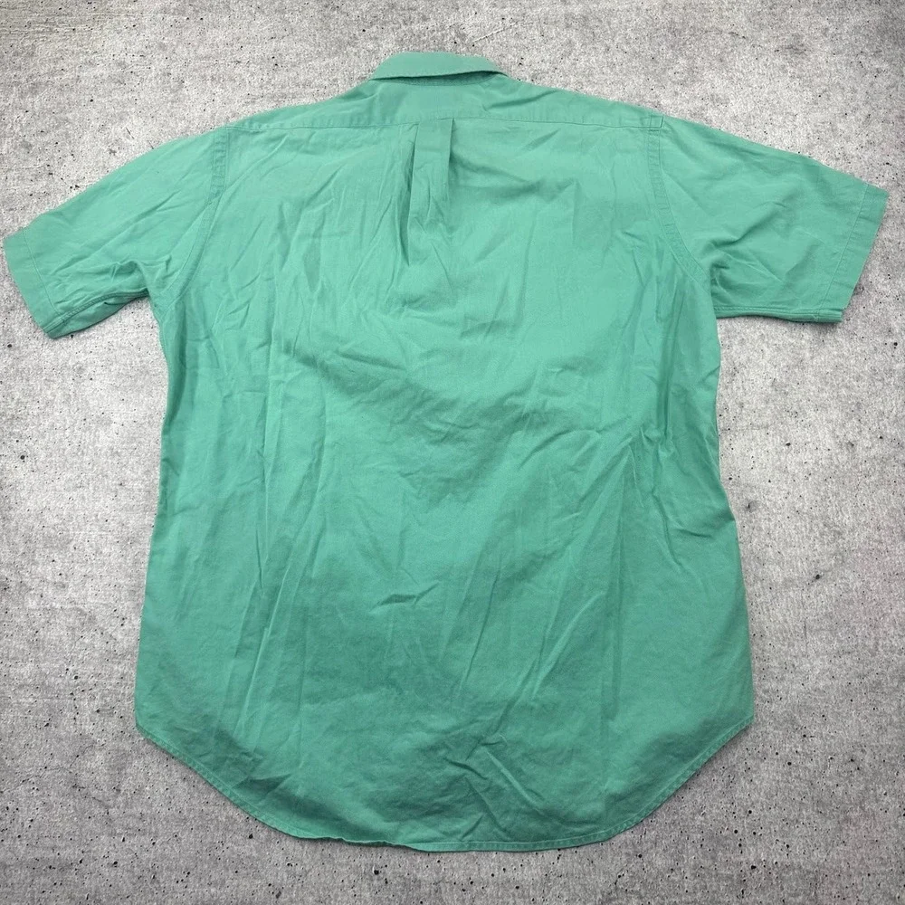 Vintage Polo Ralph Lauren Mint Green Button Down Short Sleeve Shirt Mens Medium